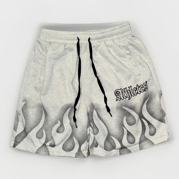 Athletics Gray Sweat Shorts w/ Flame Graphic Men’s Small 28” Streetwear - Picture 1 of 4